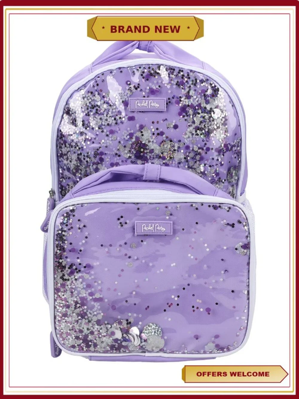 Confetti Backpack & Lunch Bag Set with Padded Laptop Sleeve, Insulated Lunch Bag